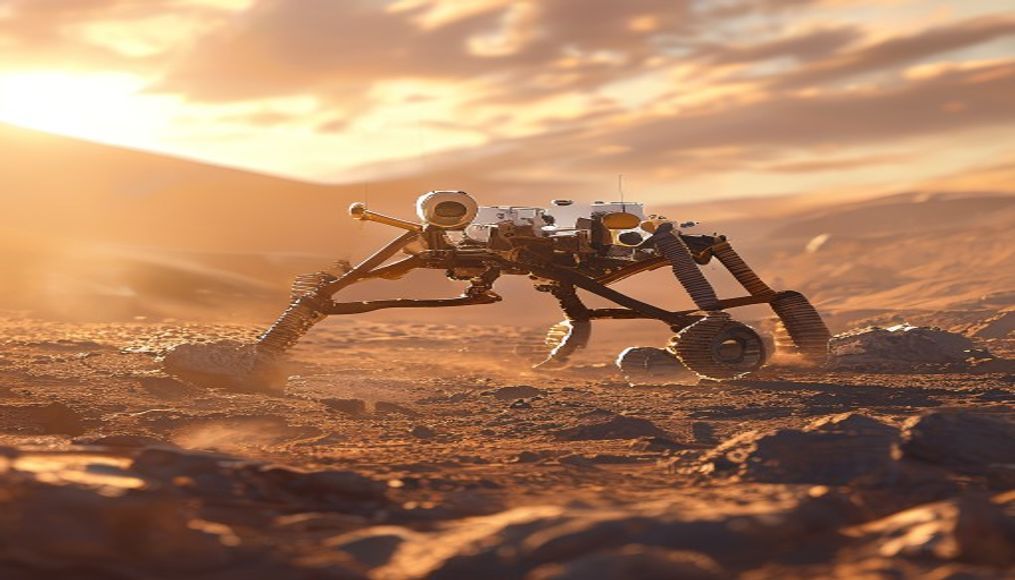 Mars rover surface em estilo editorial