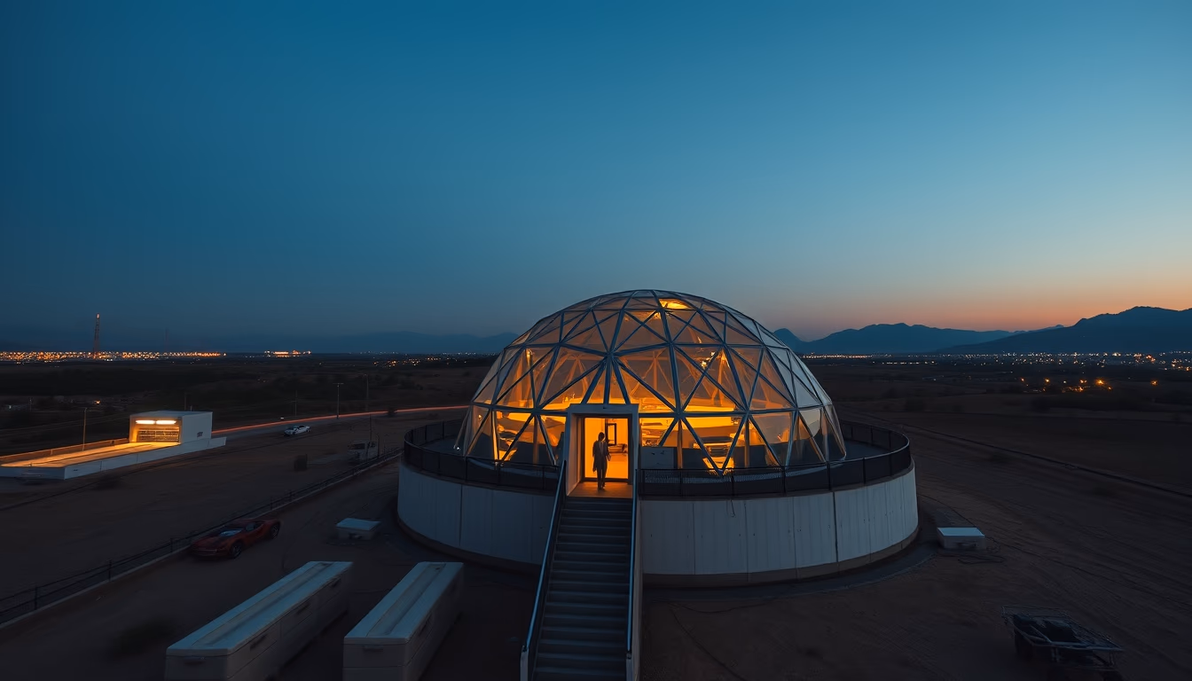 martian colony dome in editorial style