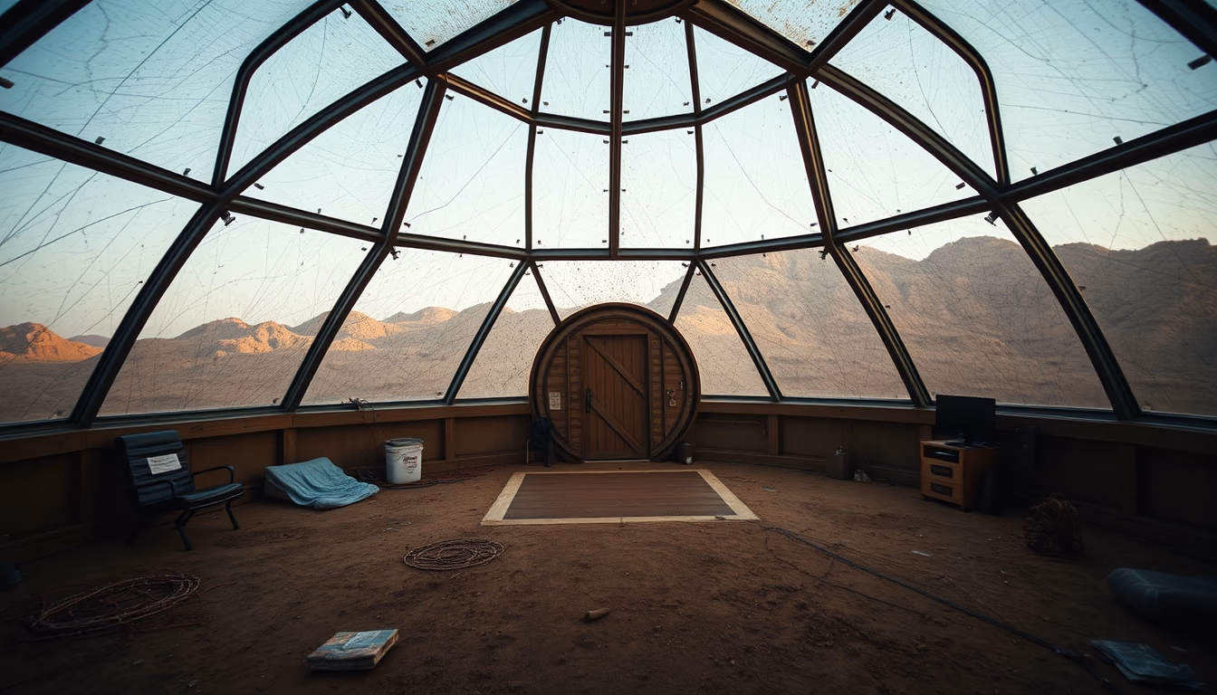 martian colony dome in editorial style
