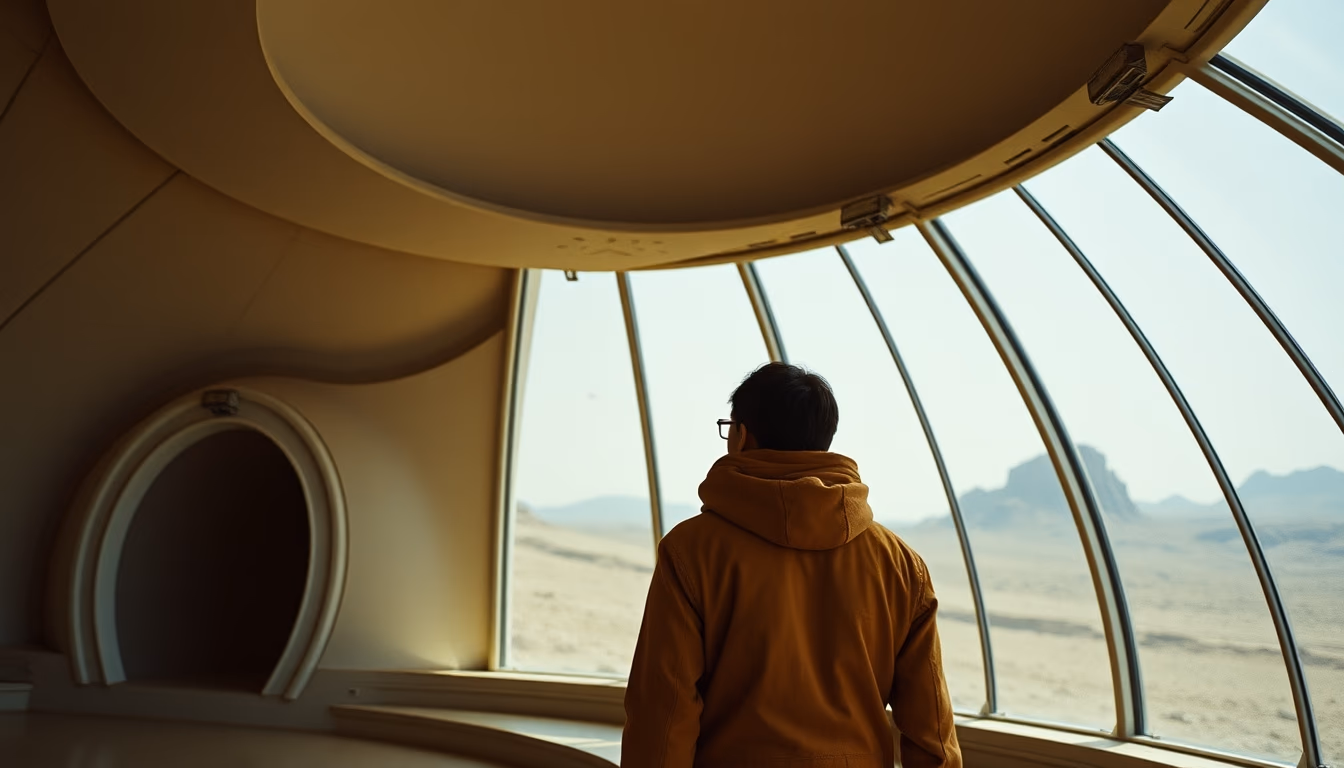 martian colony dome in editorial style