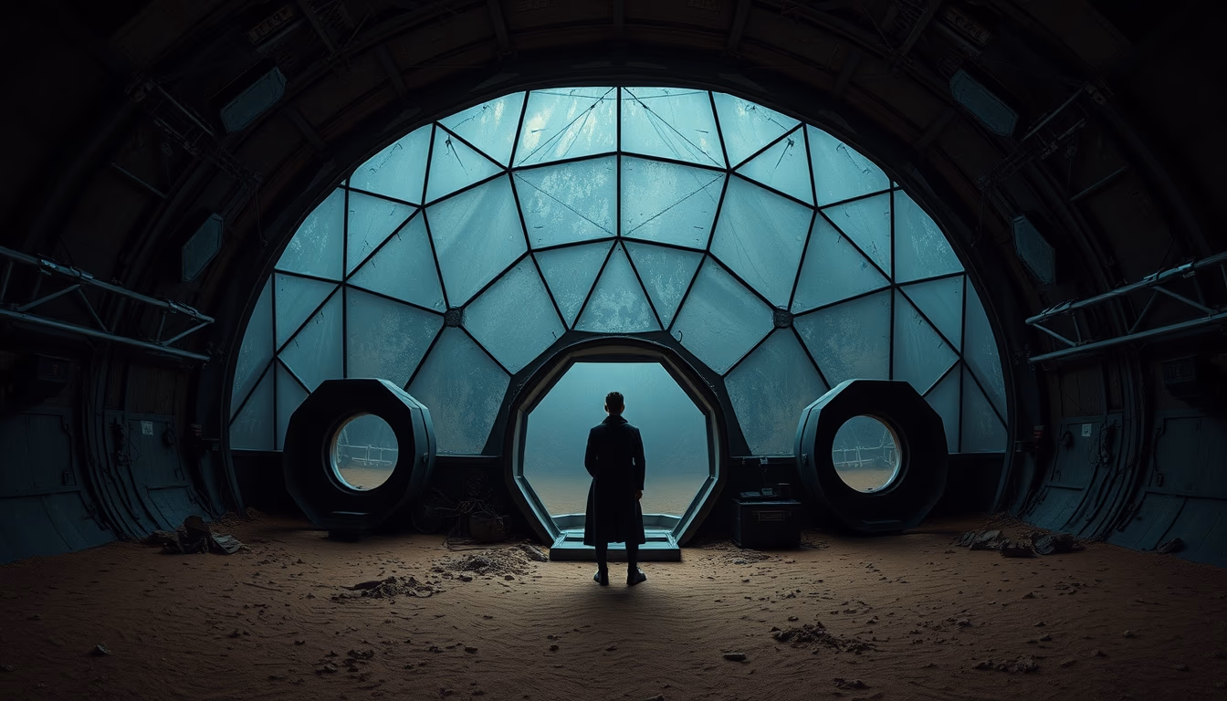 martian colony dome in editorial style