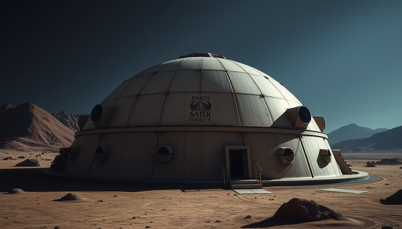 martian colony dome in editorial style