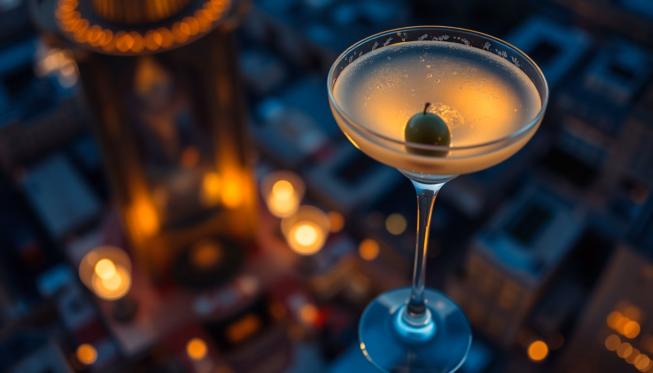 martini olive vodka in editorial style