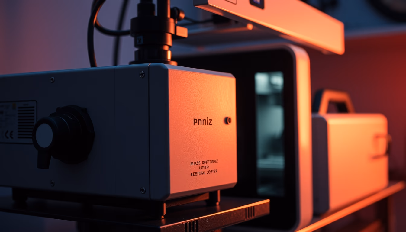 mass spectrometer device in editorial style