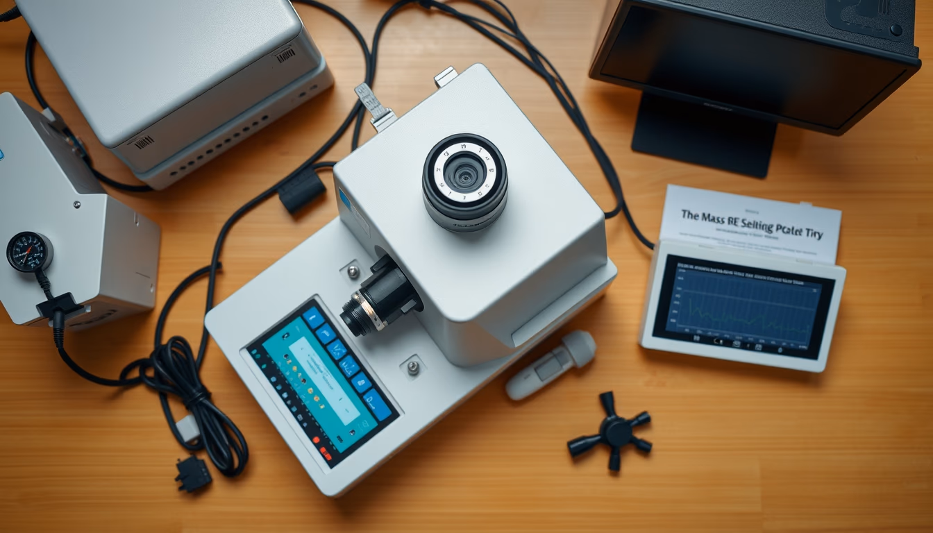 mass spectrometer device in editorial style