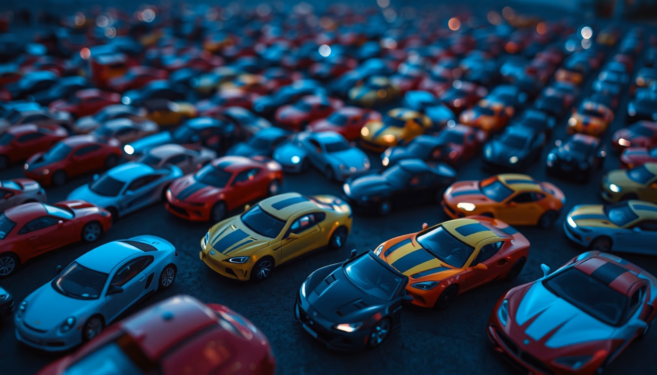 matchbox cars collection in editorial style