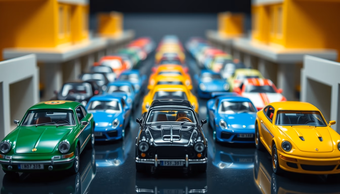 matchbox cars collection in editorial style