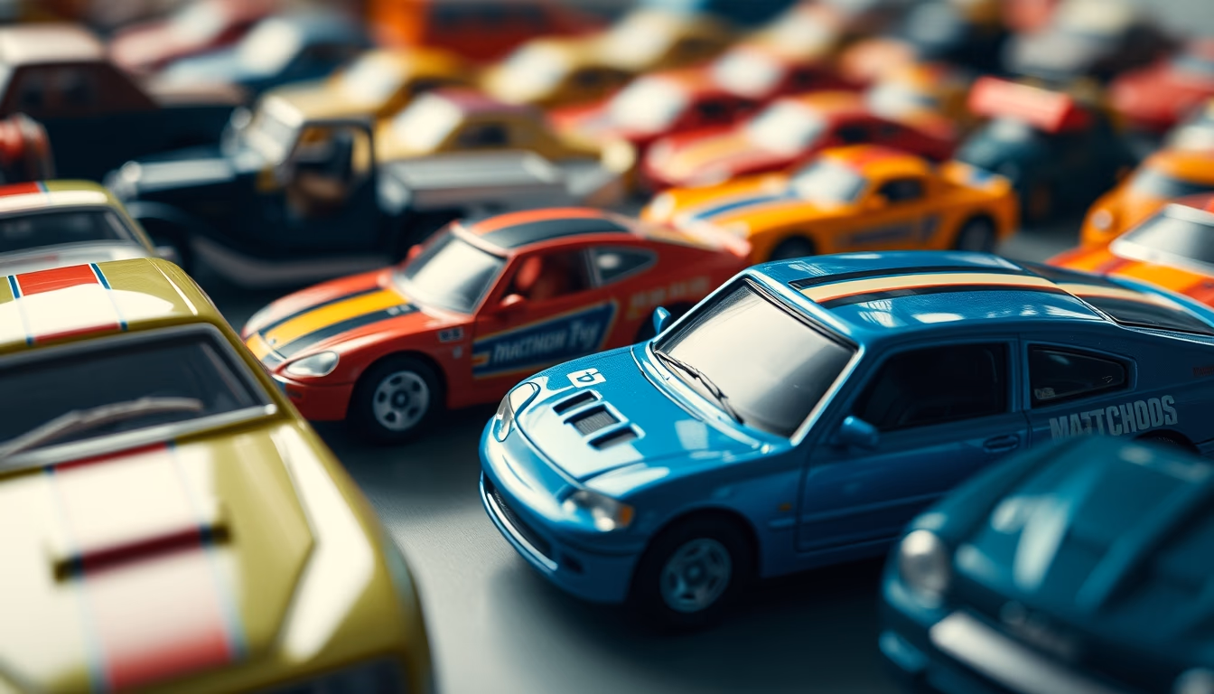matchbox cars collection in editorial style