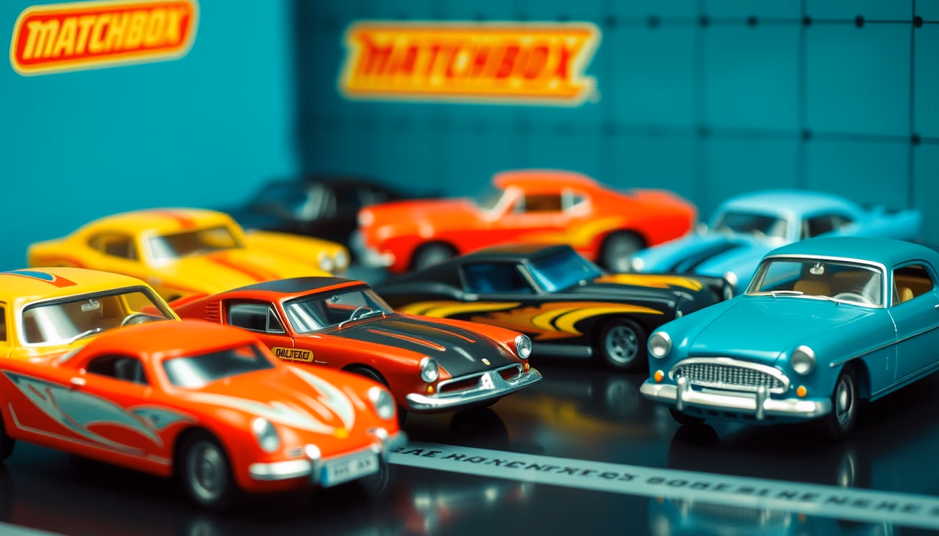 matchbox cars collection in editorial style