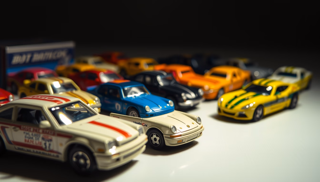 matchbox cars collection in editorial style