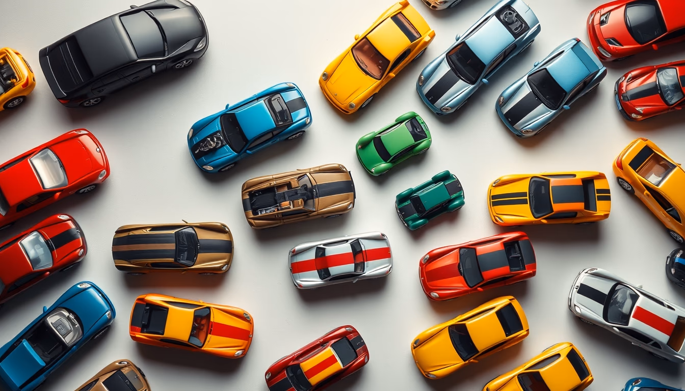 matchbox cars collection in editorial style