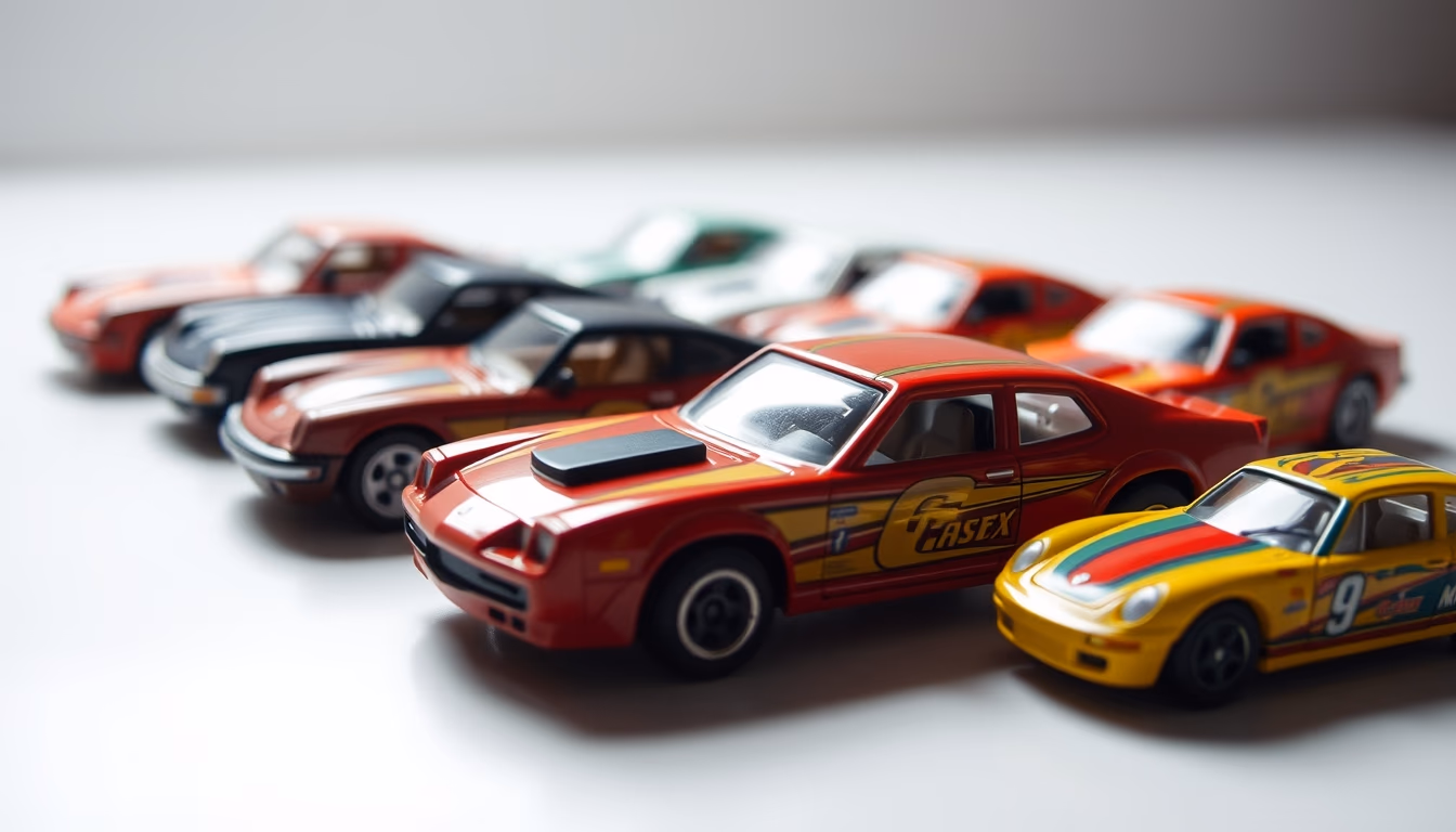 matchbox cars collection in editorial style