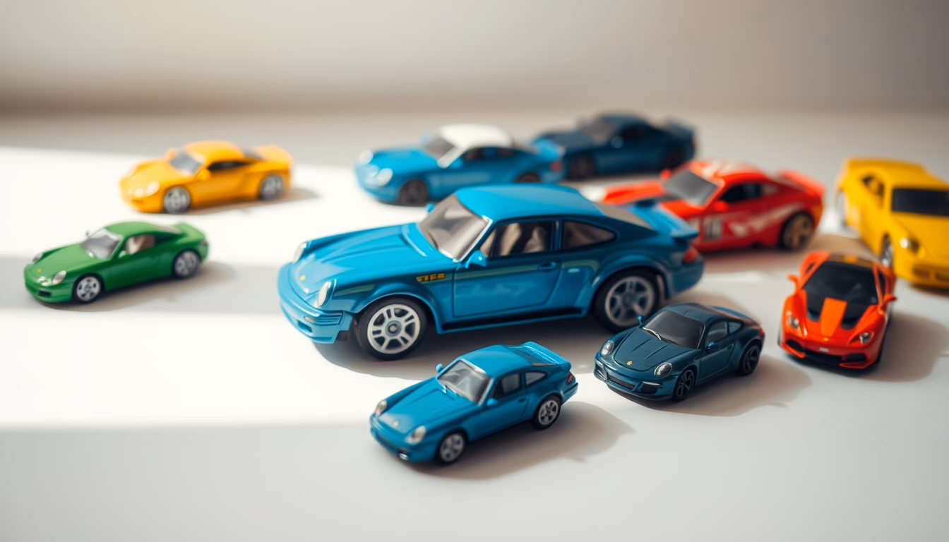 matchbox cars collection in editorial style