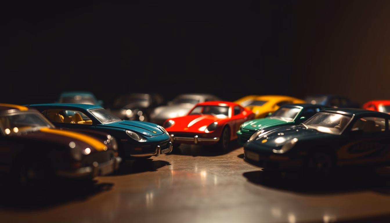 matchbox cars collection in editorial style