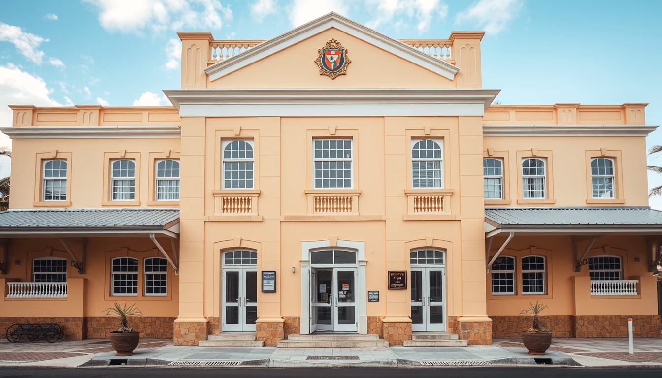 mauritius post office in editorial style