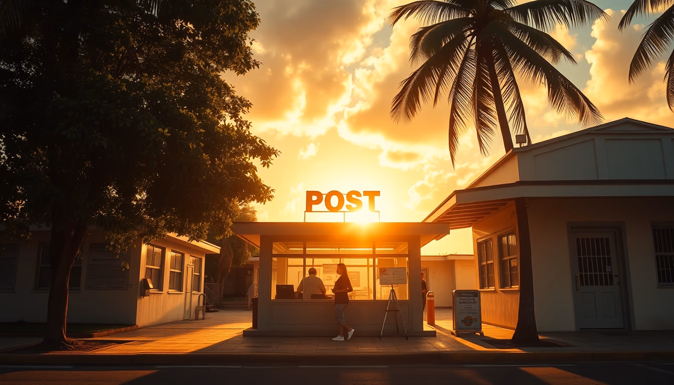 mauritius post office in editorial style