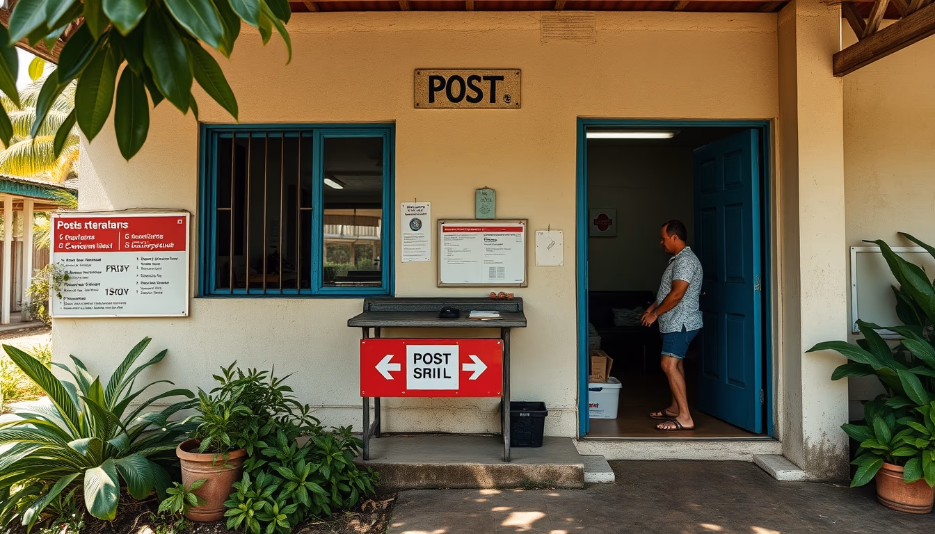mauritius post office in editorial style