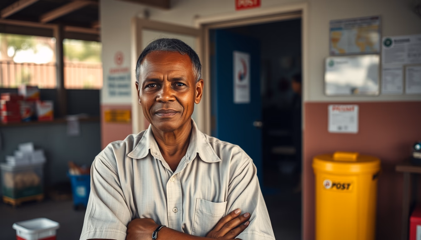 mauritius post office in editorial style