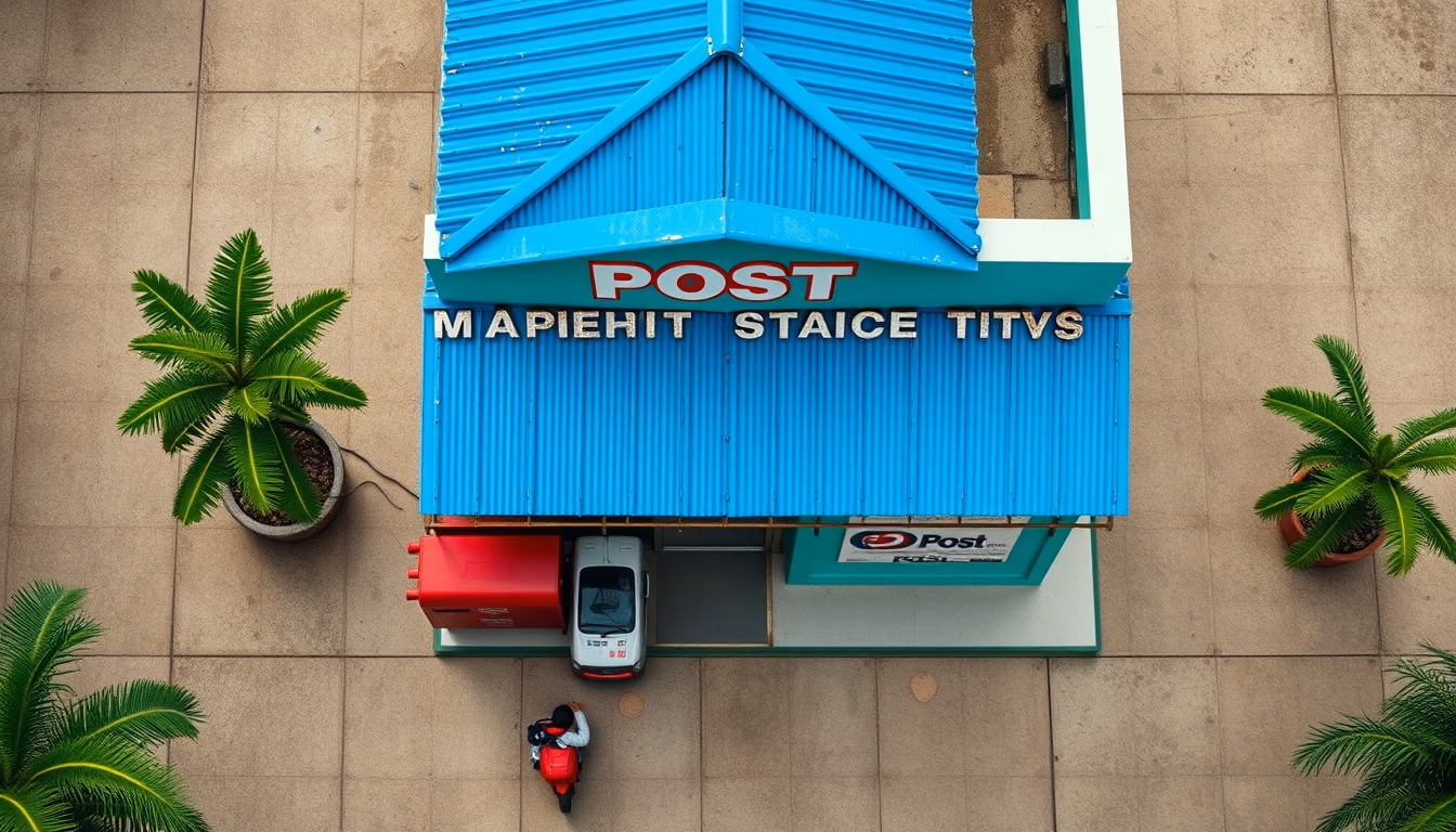 mauritius post office in editorial style