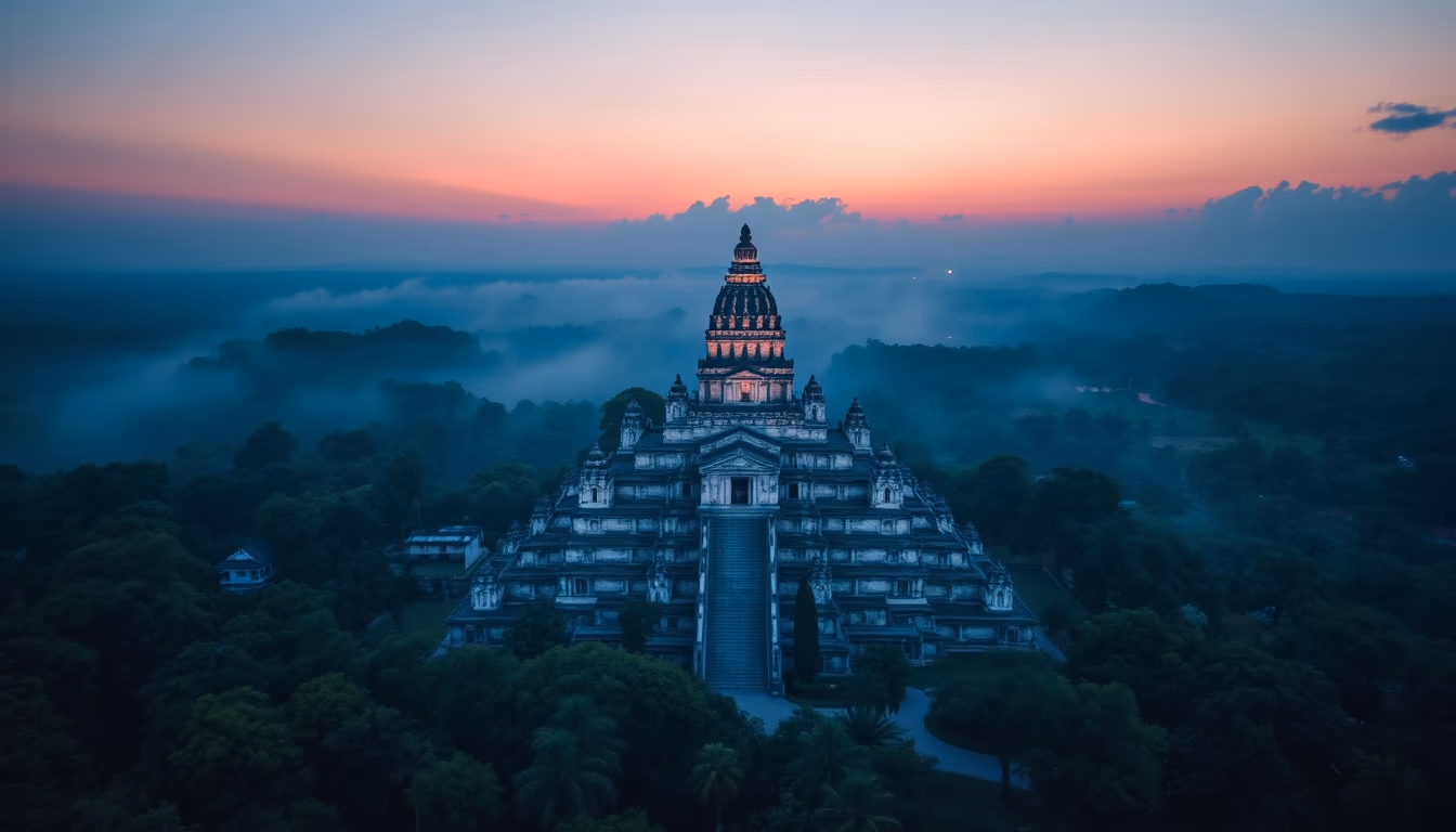 maya temple chichen in editorial style