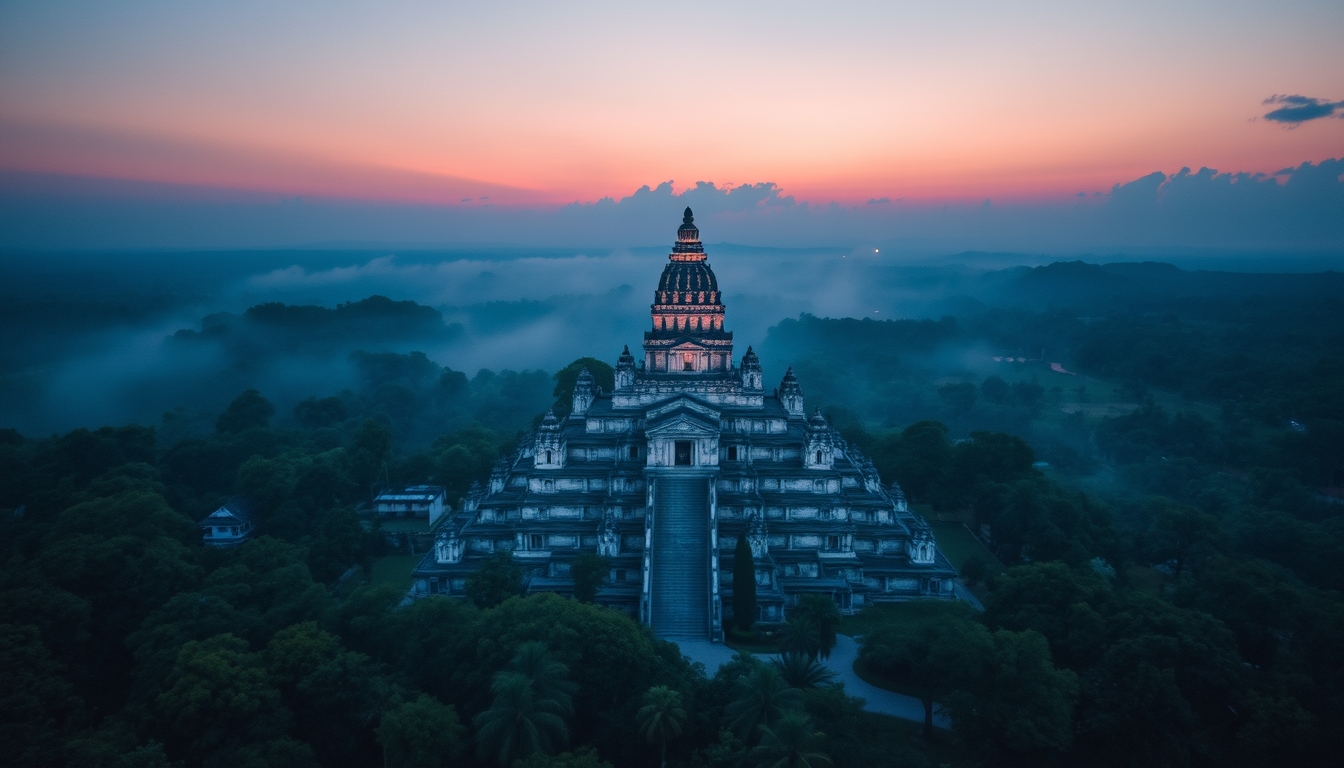 maya temple chichen in editorial style