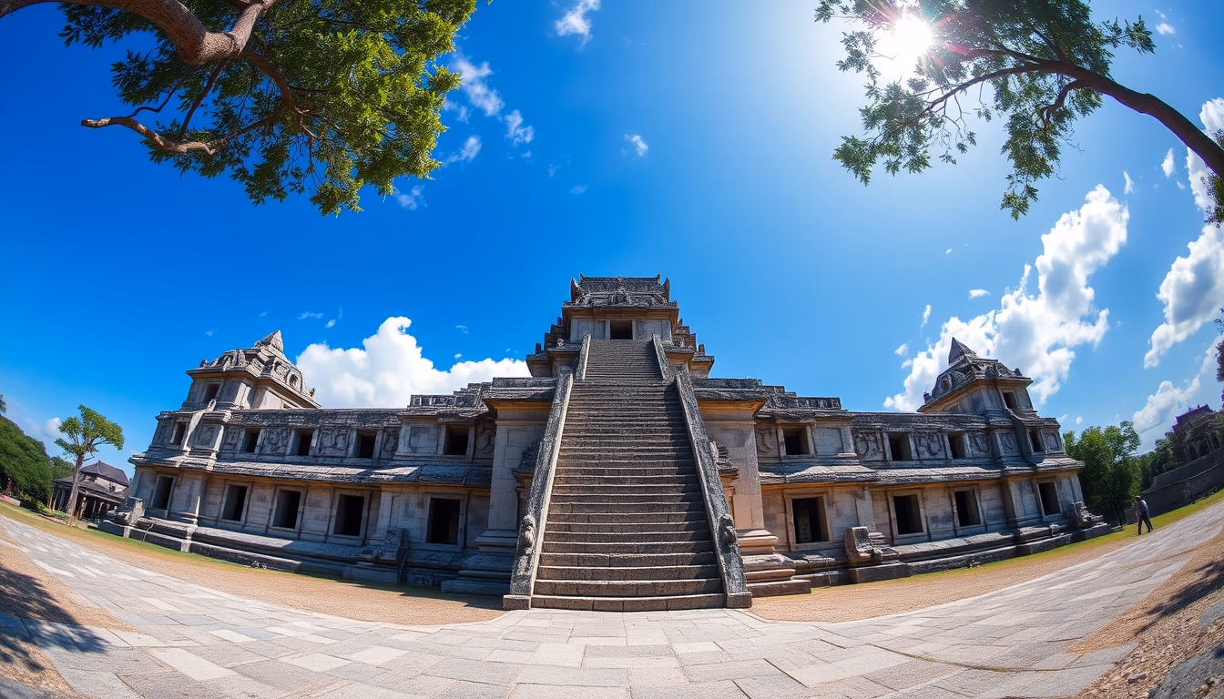 maya temple chichen in editorial style