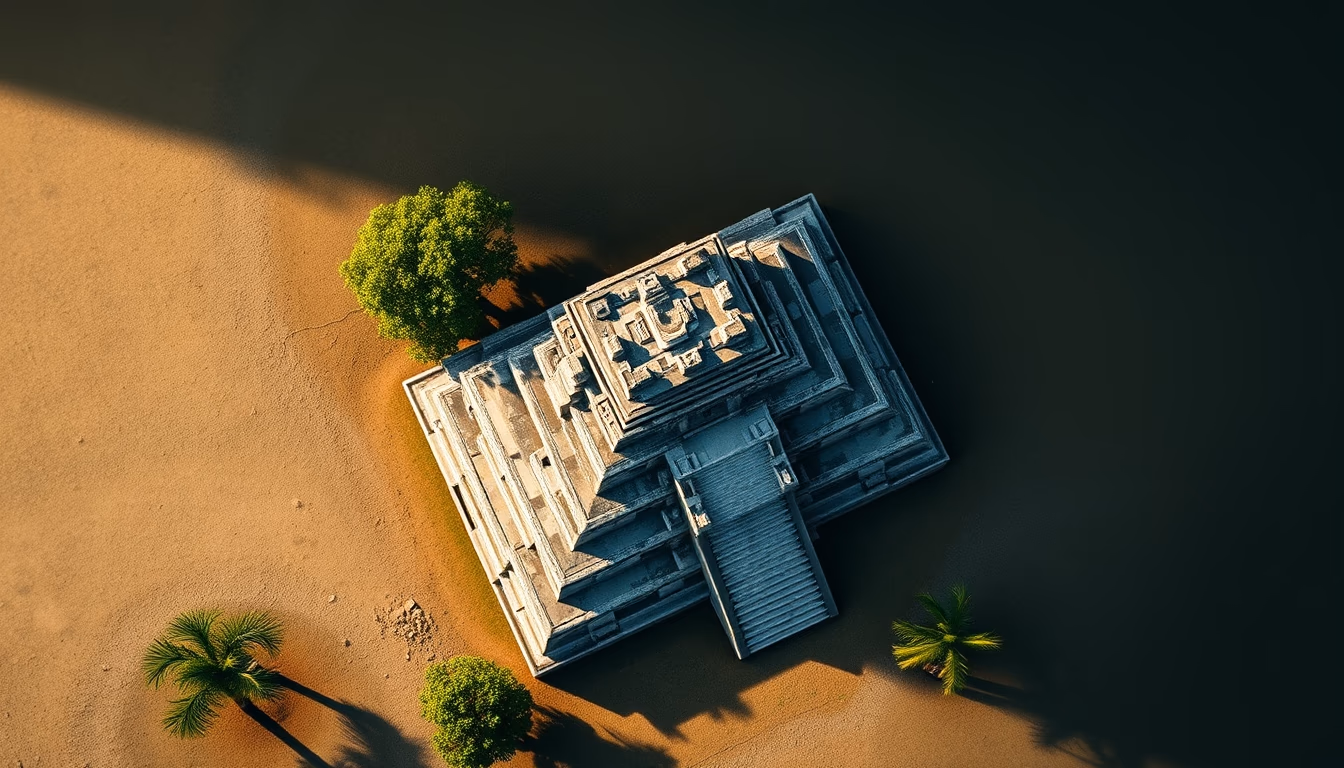 maya temple chichen in editorial style