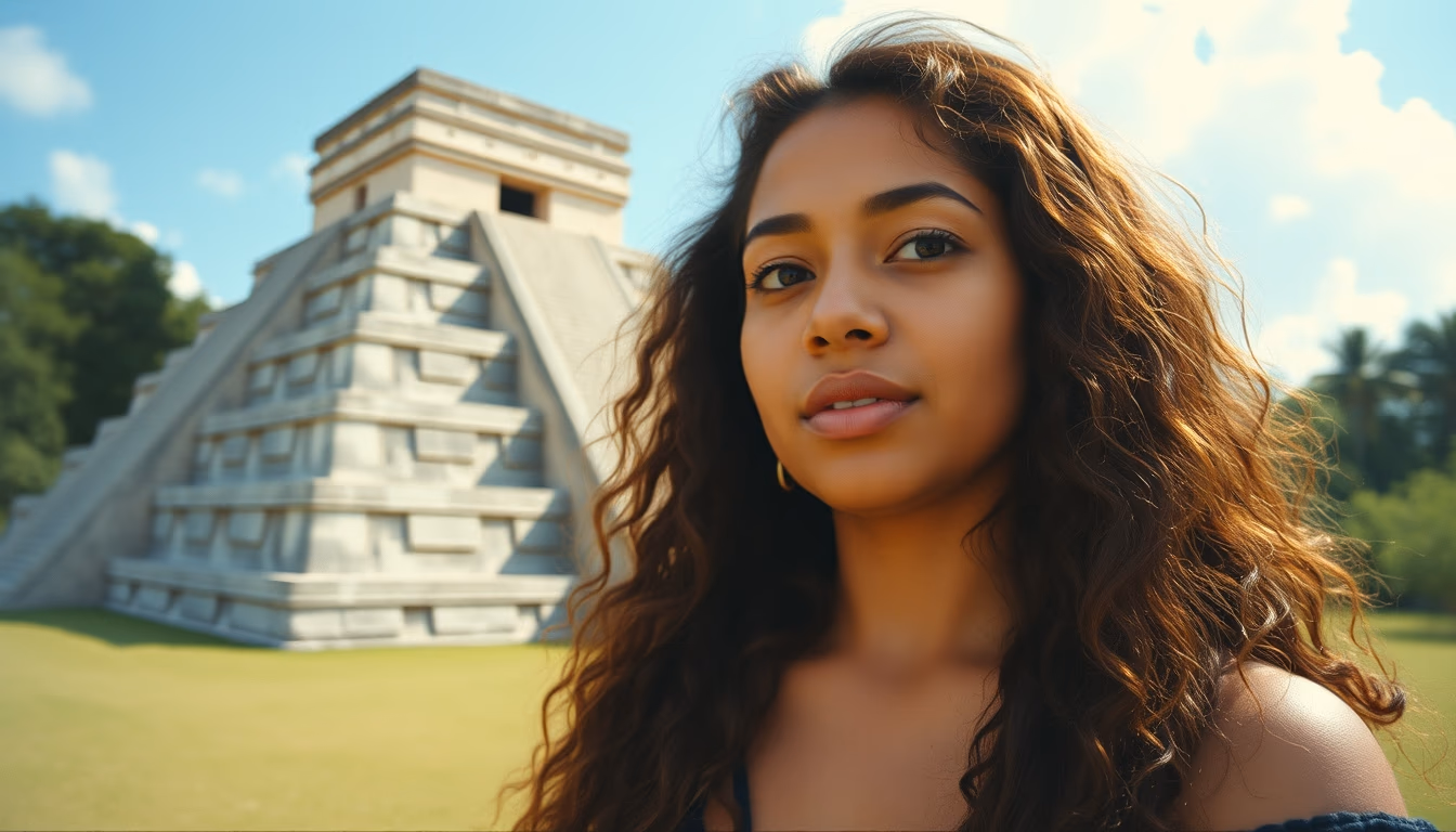 maya temple chichen in editorial style