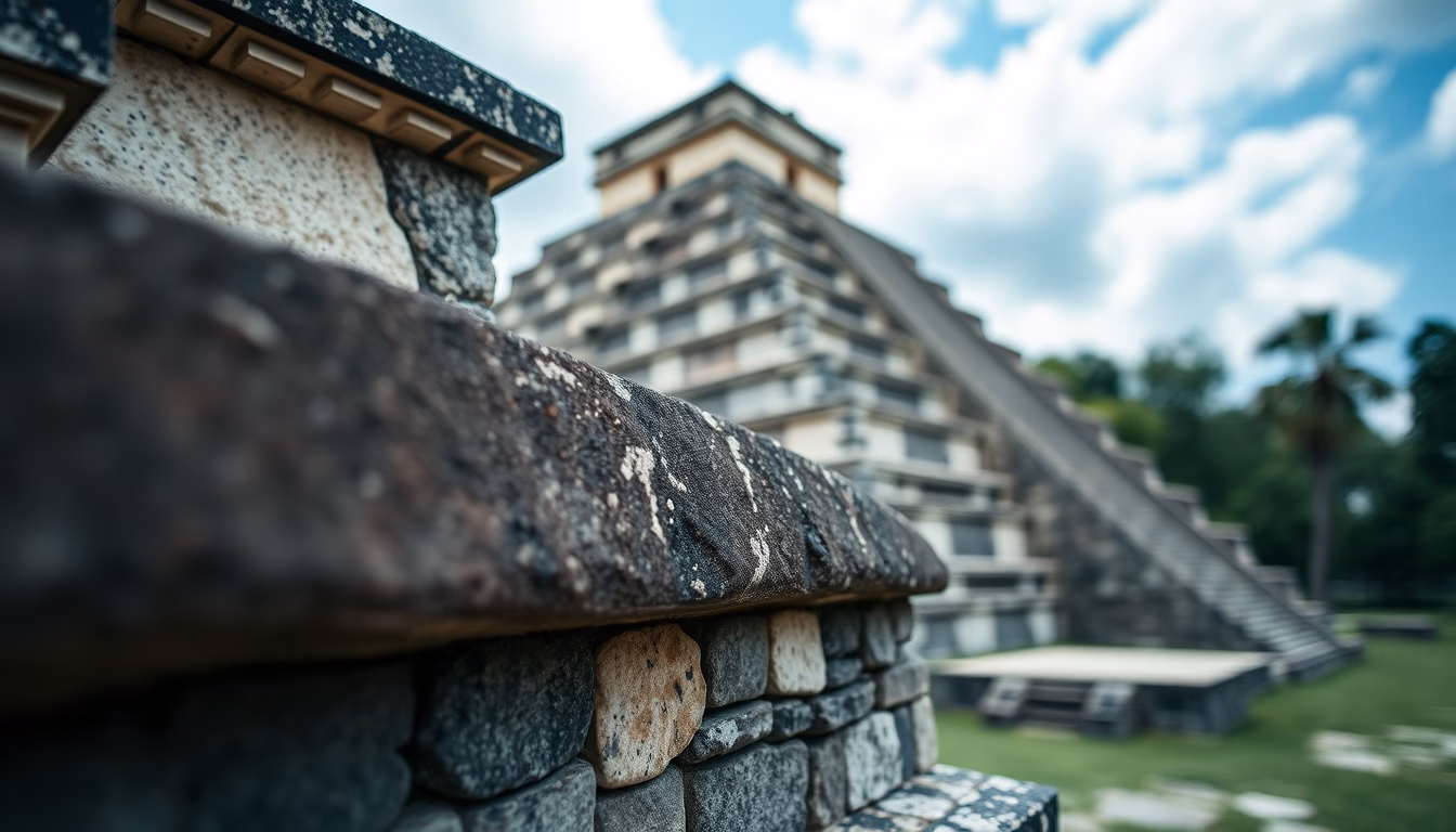 maya temple chichen in editorial style