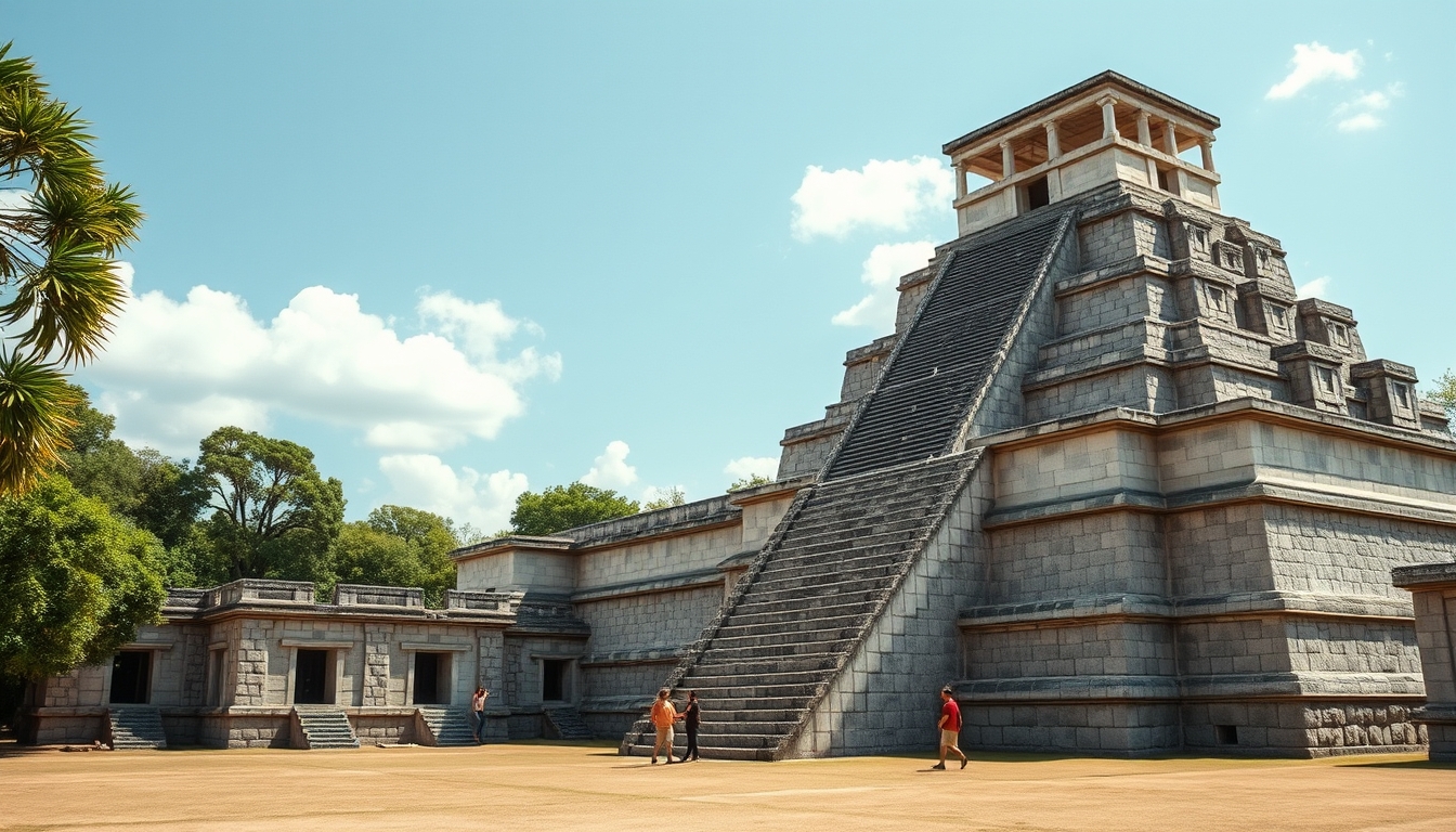 maya temple chichen in editorial style