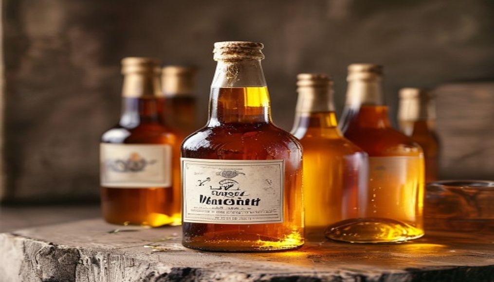 mead bottles honey wine in editorial style