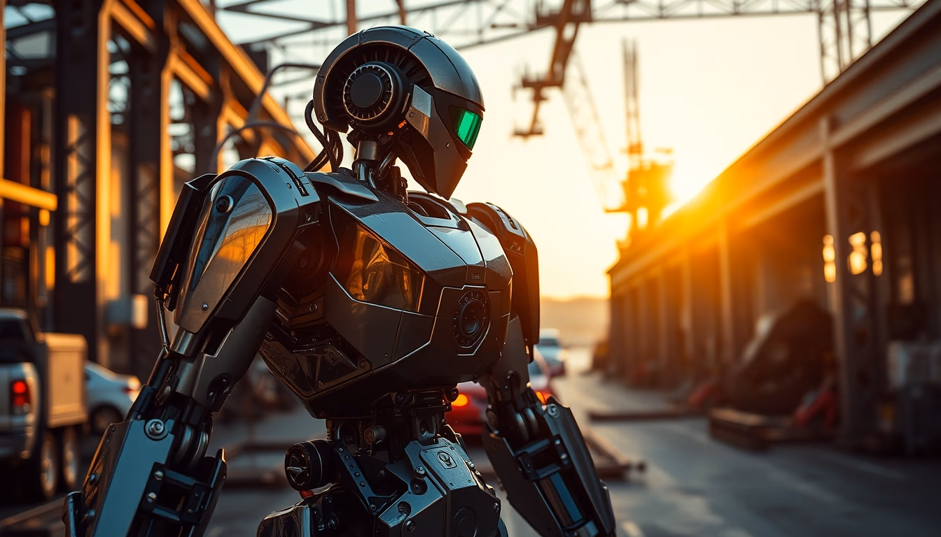 mech robot industrial in editorial style