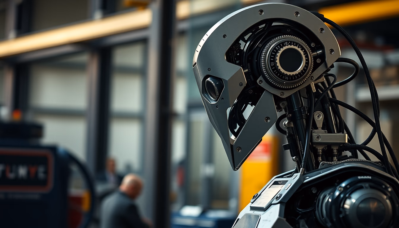 mech robot industrial in editorial style