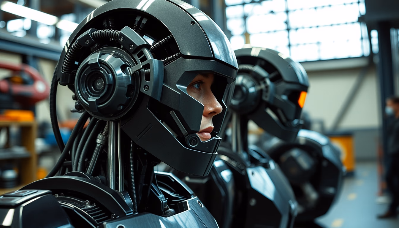 mech robot industrial in editorial style