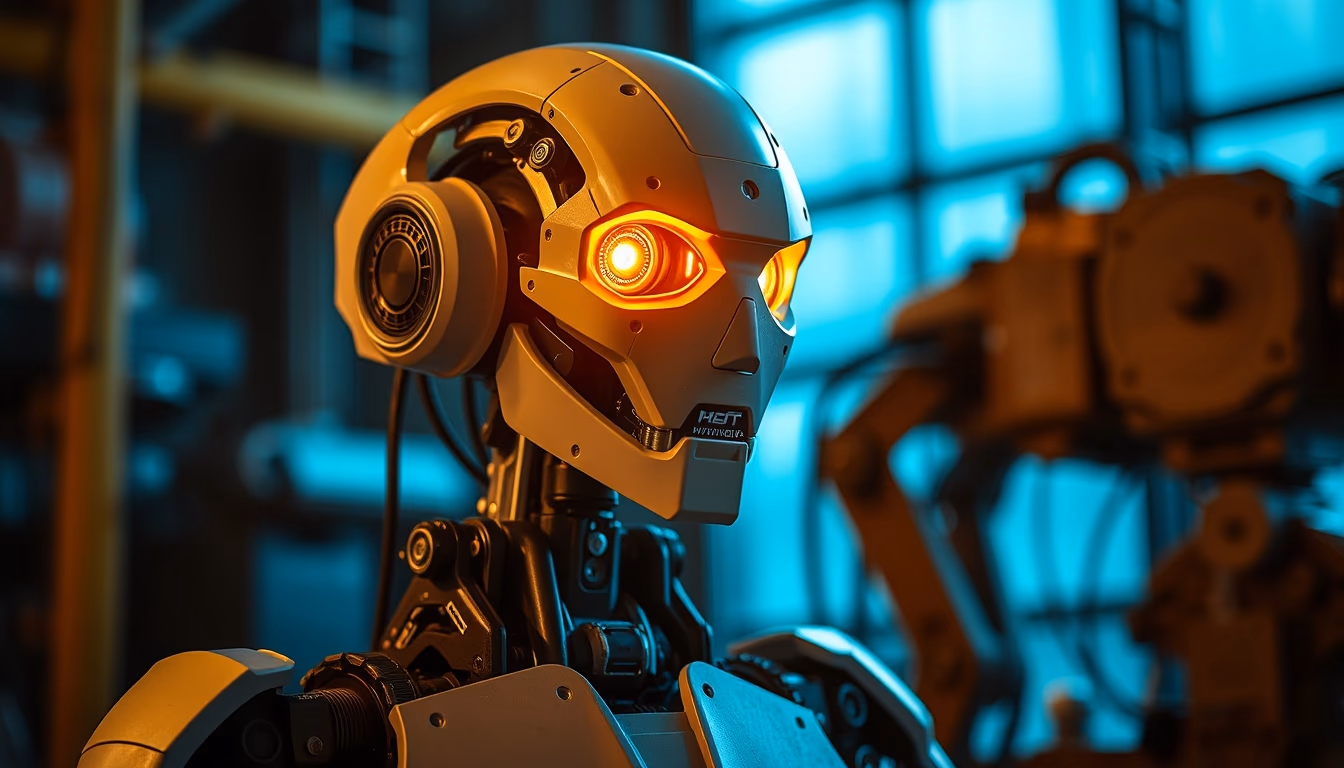 mech robot industrial in editorial style