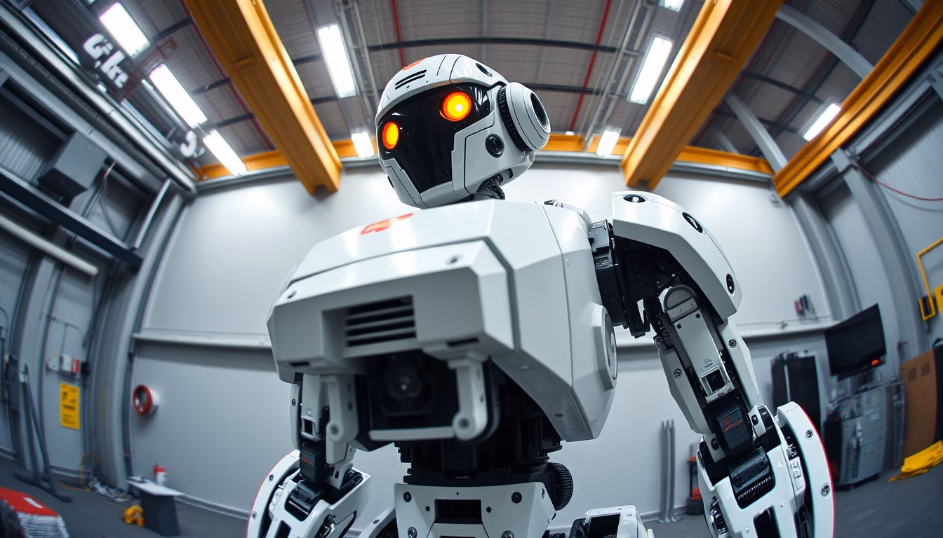 mech robot industrial in editorial style