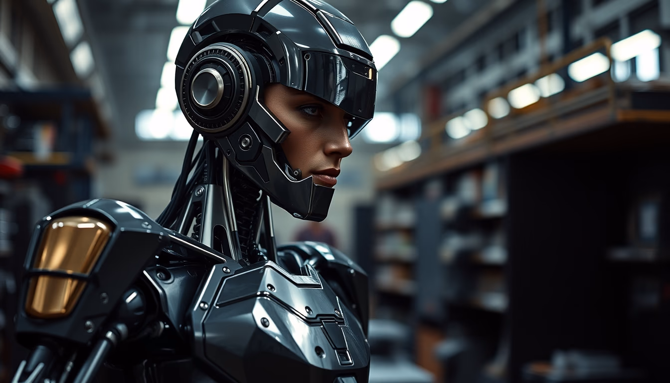 mech robot industrial in editorial style