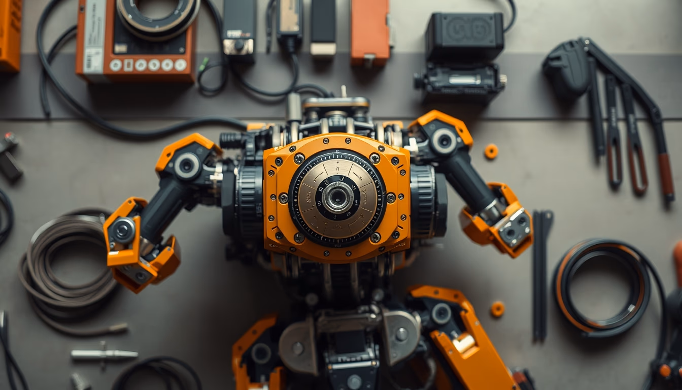 mech robot industrial in editorial style