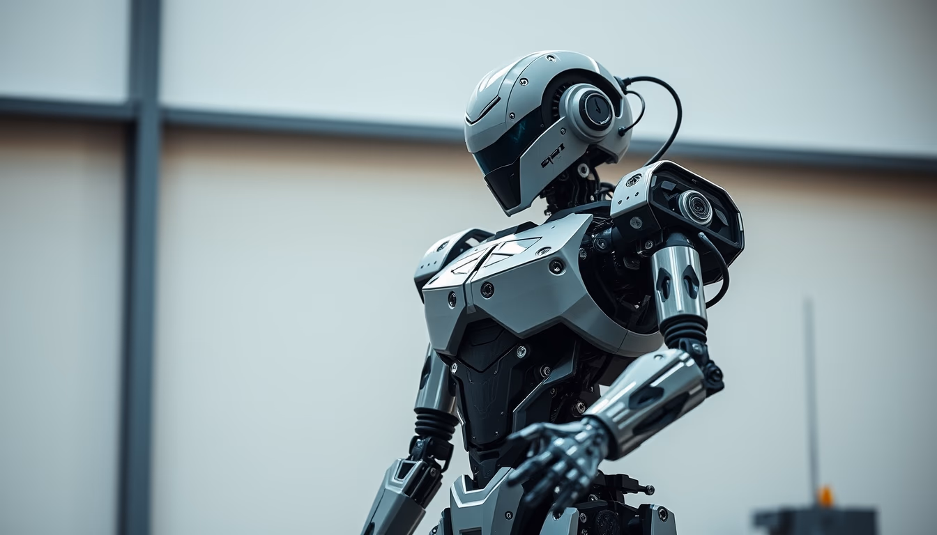 mech robot industrial in editorial style