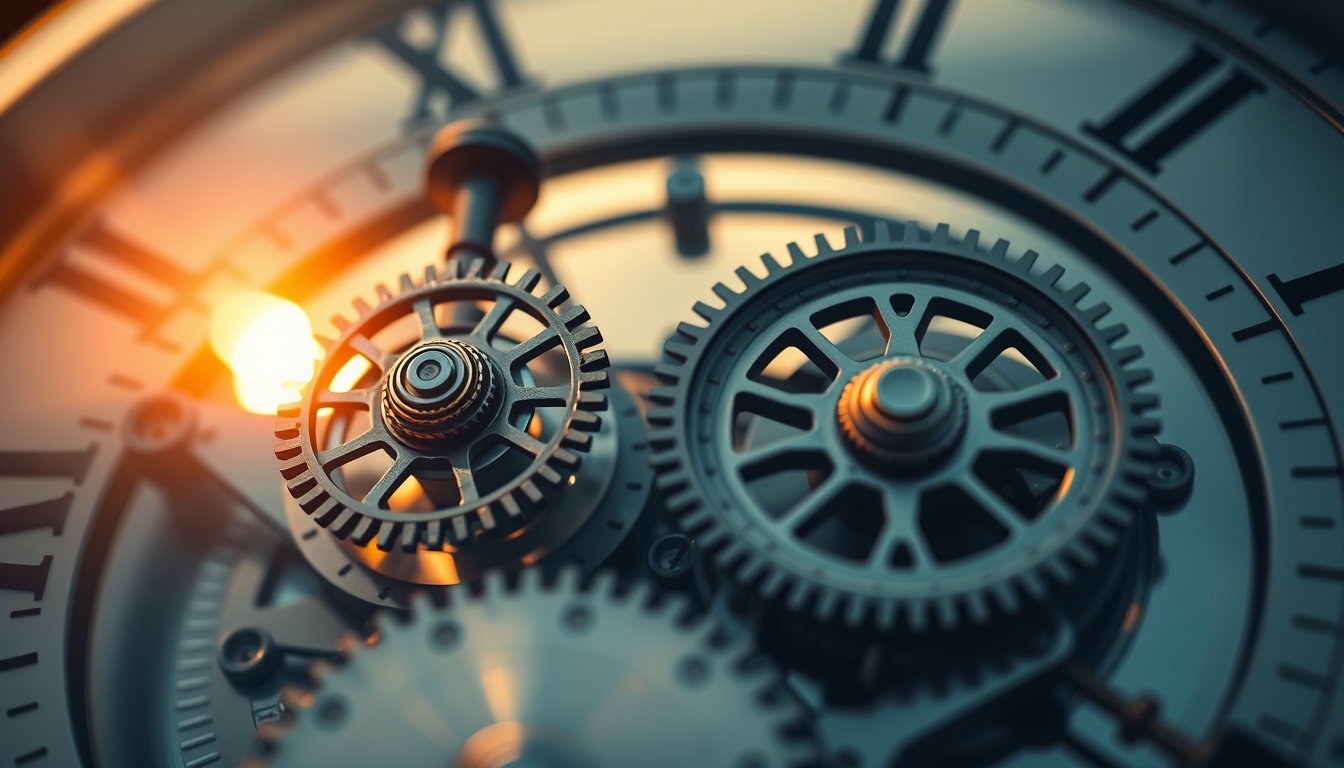 mechanical clock gears in editorial style