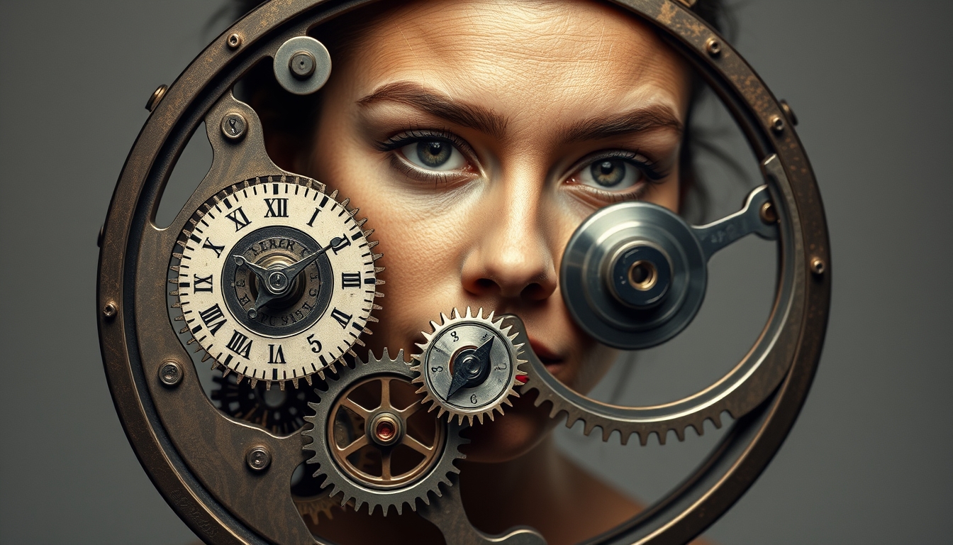 mechanical clock gears in editorial style