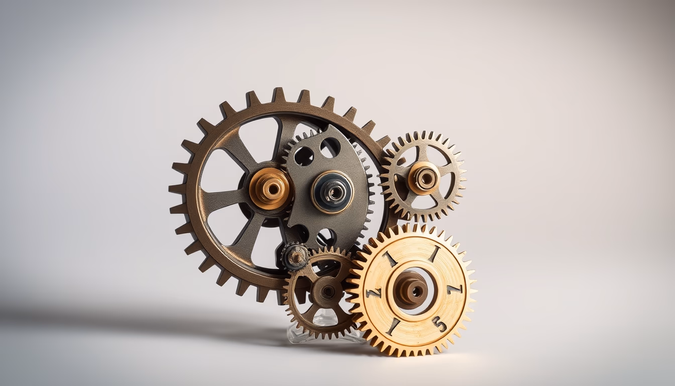 mechanical clock gears in editorial style