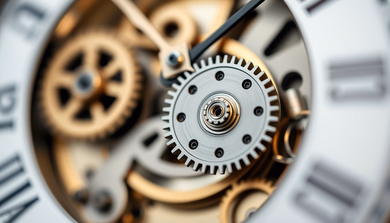 mechanical clock gears in editorial style