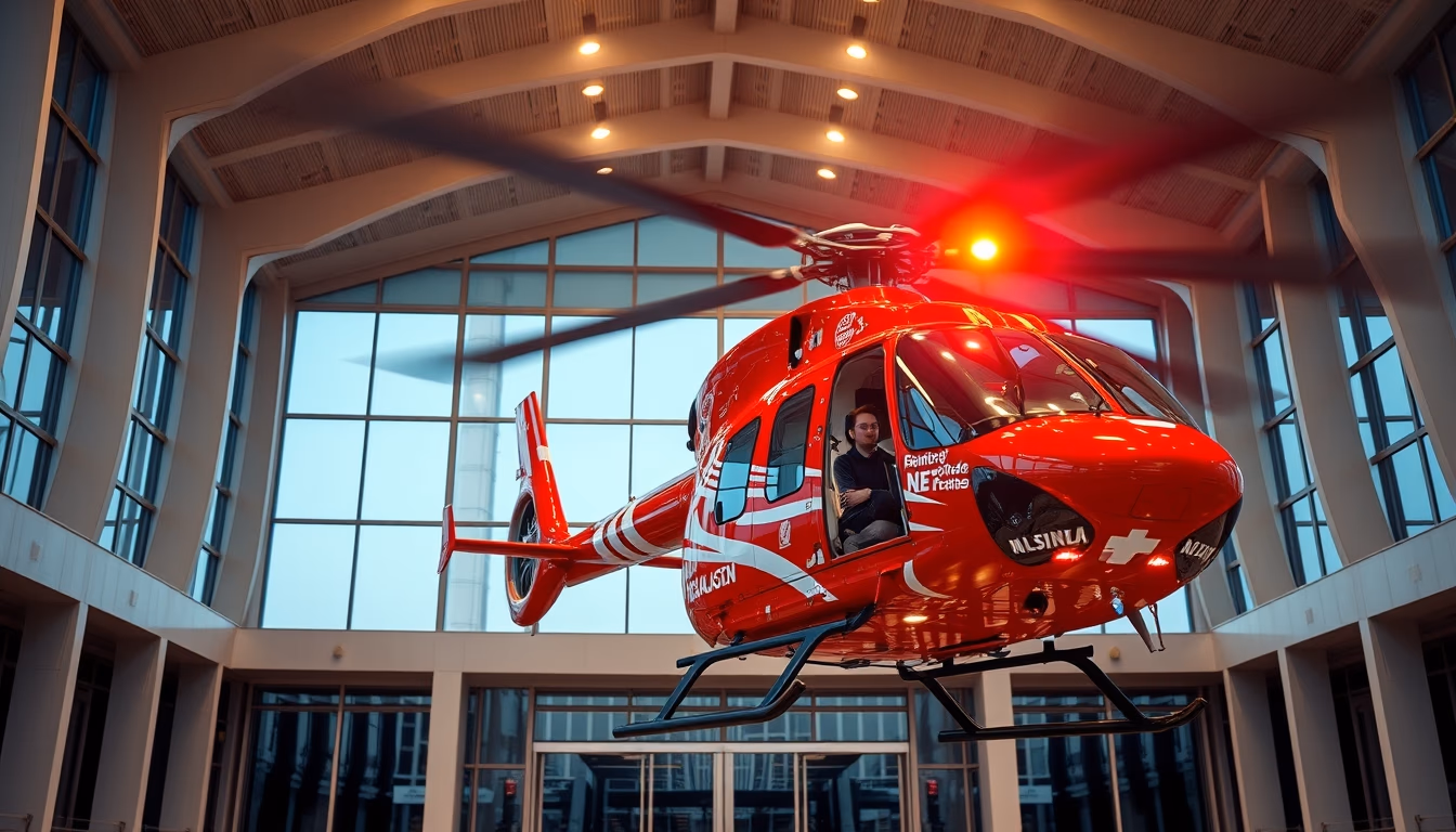medical evacuation helicopter in editorial style
