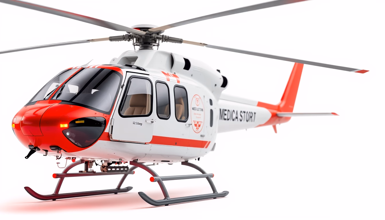 medical evacuation helicopter in editorial style