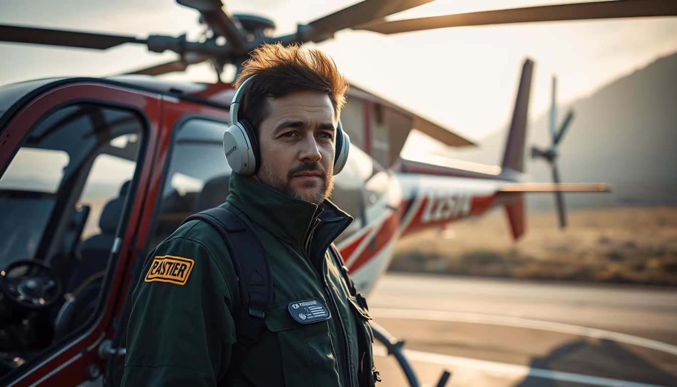 medical evacuation helicopter in editorial style