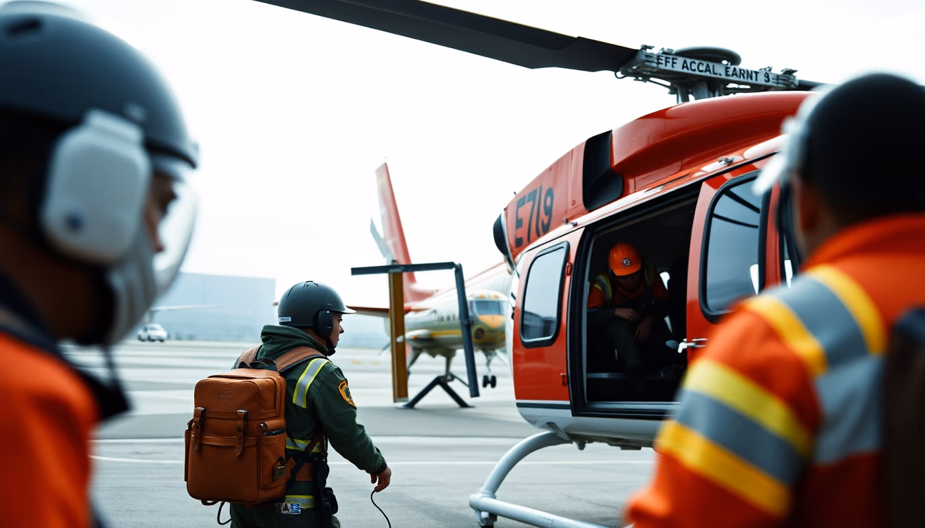 medical evacuation helicopter in editorial style