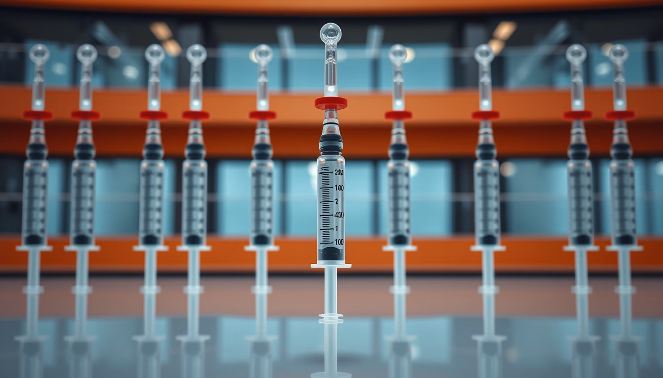 medical syringe vials in editorial style