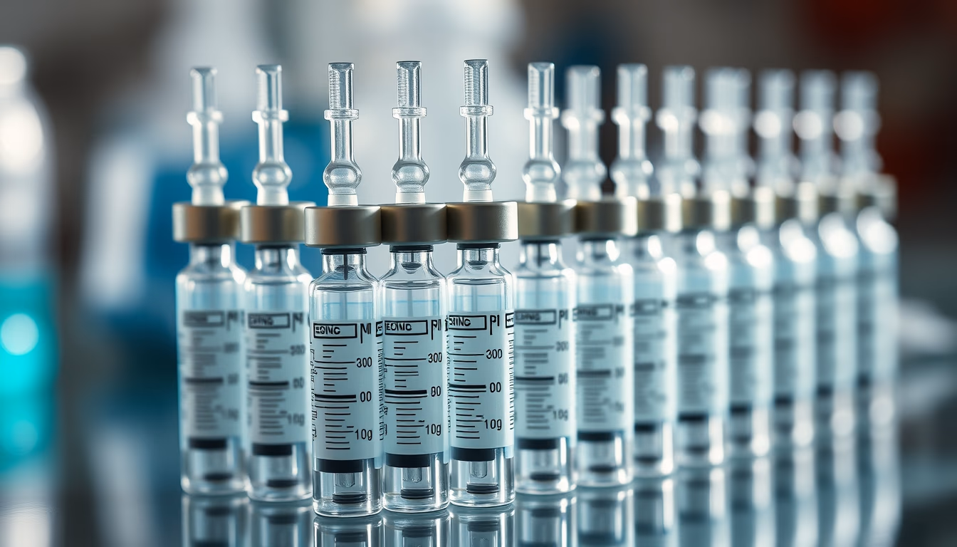 medical syringe vials in editorial style