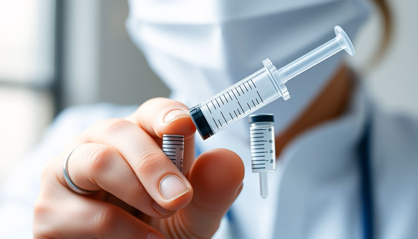 medical syringe vials in editorial style